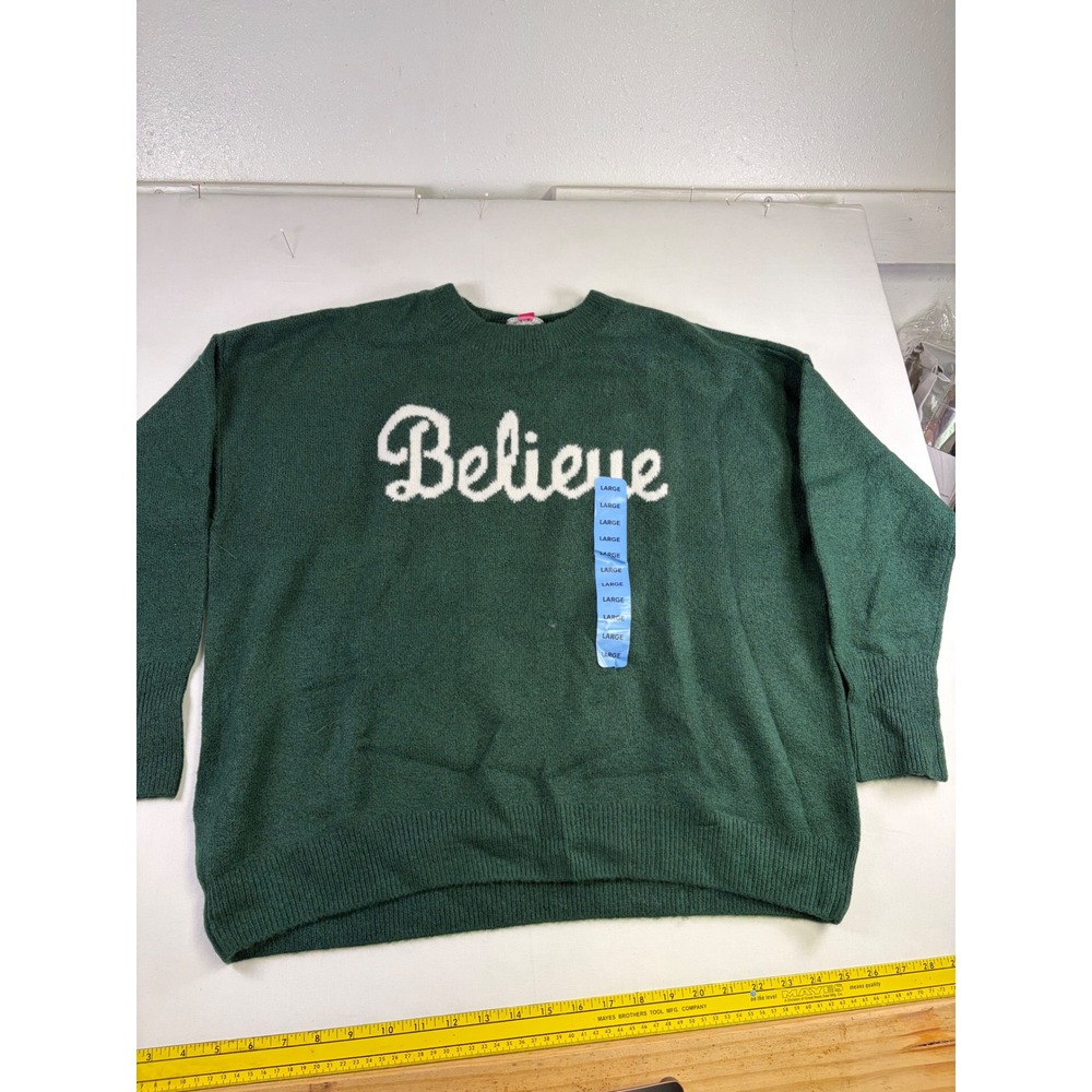 Vince Camuto Womens Believe Holiday Sweater Green SV7765200 Large NWT